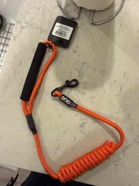 NWT Reflective Orange Rope Dog Leash with Padded Handle